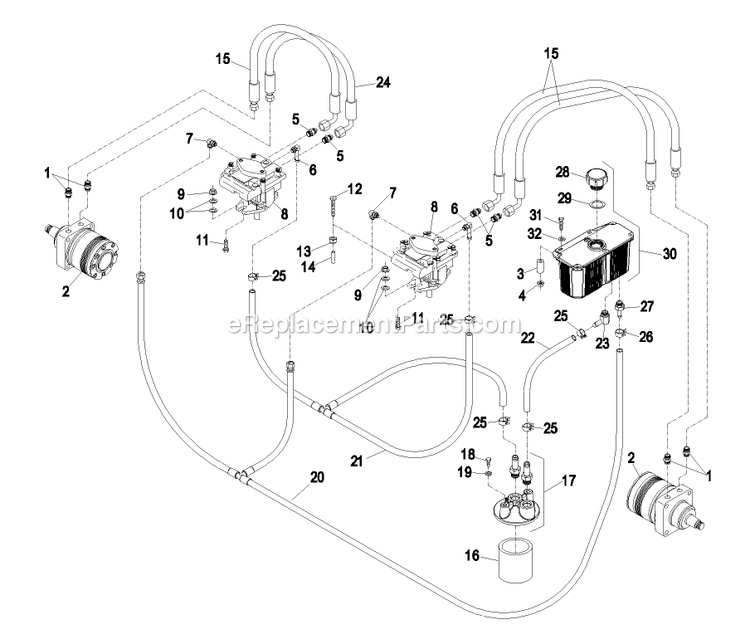 Hydraulic Group Diagram and Parts List for TT4817KAC (370000-439999)(2003) Exmark Lawn Mower