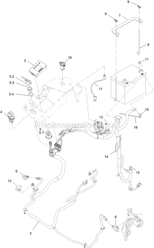 Electrical Assembly Diagram and Parts List for LZS740PKC72400 (404314159-406294344)(2019) Exmark Lawn Mower