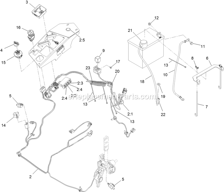 Electrical Assembly Diagram and Parts List for LZE751GKA604C1 (408644346-999999999)(2021) Exmark Lawn Mower