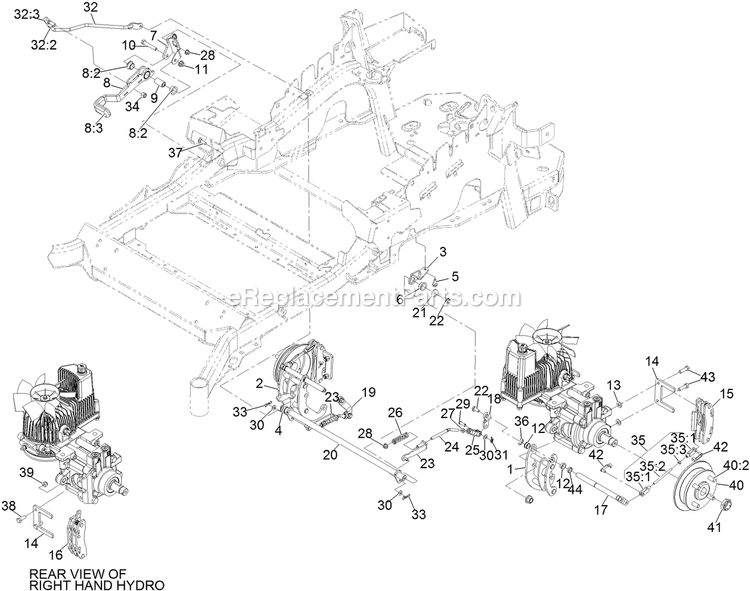Park Brake Assembly Diagram and Parts List for LZE740EKC60400 (400000000-402082299)(2017) Exmark Lawn Mower