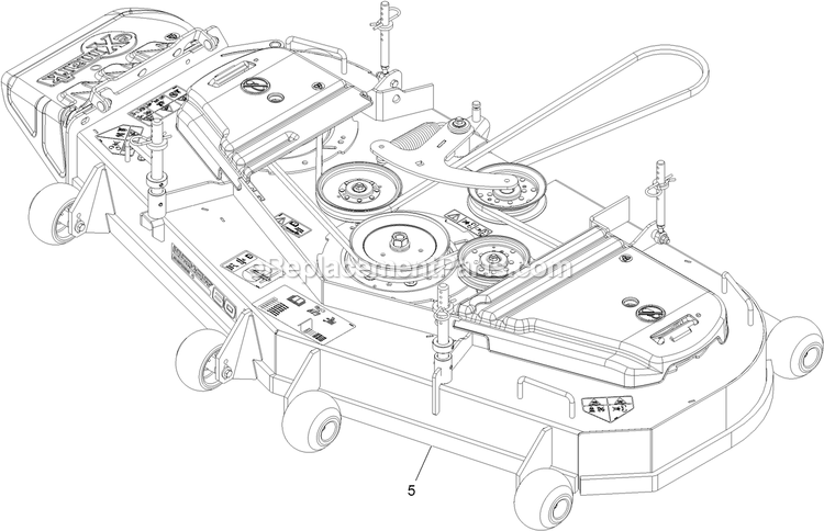 Complete Deck Assembly Diagram and Parts List for TTX650EKC60400 (406294345-999999999)(2020) Exmark Lawn Mower
