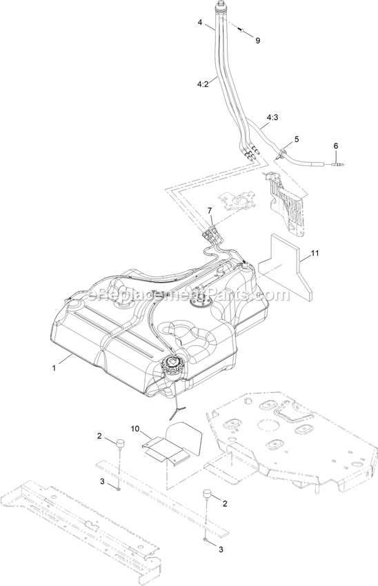 Fuel Assembly Diagram and Parts List for LZX993EBV606X1 (411294212-999999999)(2022) Exmark Lawn Mower