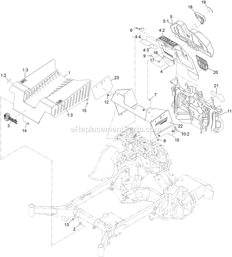 Guarding Assembly Diagram and Parts List for STS651GKA48400 (406294345-408644345)(2020) Exmark Lawn Mower
