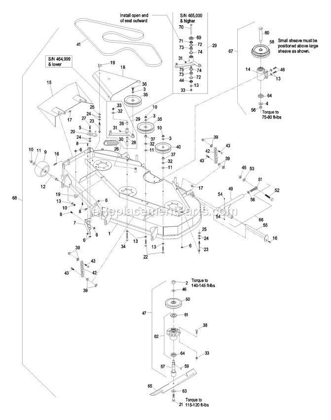 Deck Group (2) Diagram and Parts List for LZ20KC524AS (440000-509999)(2004) Exmark Lawn Mower