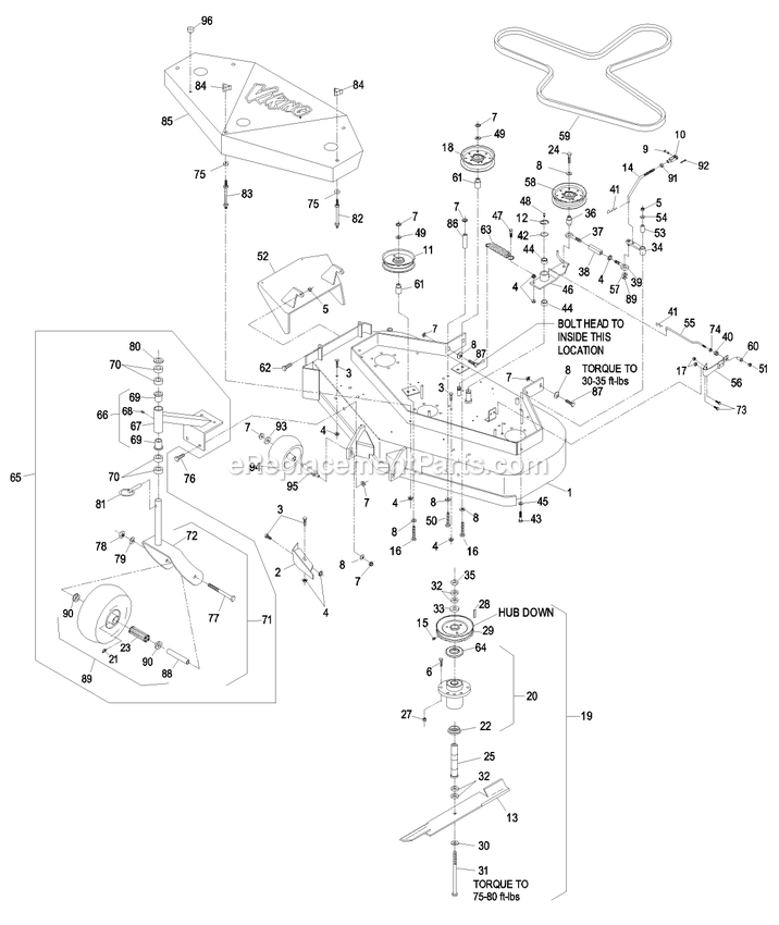 Mower Deck (2) Diagram and Parts List for VH3215KAC (440000-509999)(2004) Exmark Lawn Mower