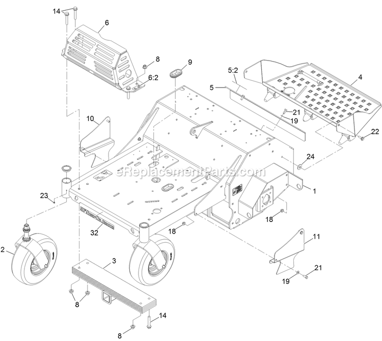 Main Frame Assembly Diagram and Parts List for SAR481KA30 (314000000-314999999)(2014) Exmark Aerator