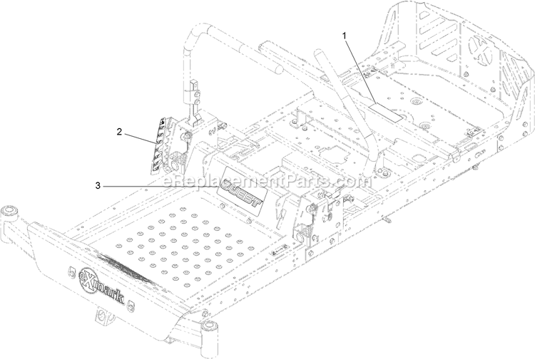 Main Frame Decal Assembly Diagram and Parts List for QTE708GEM50200 (400000000-402082299)(2017) Exmark Lawn Mower