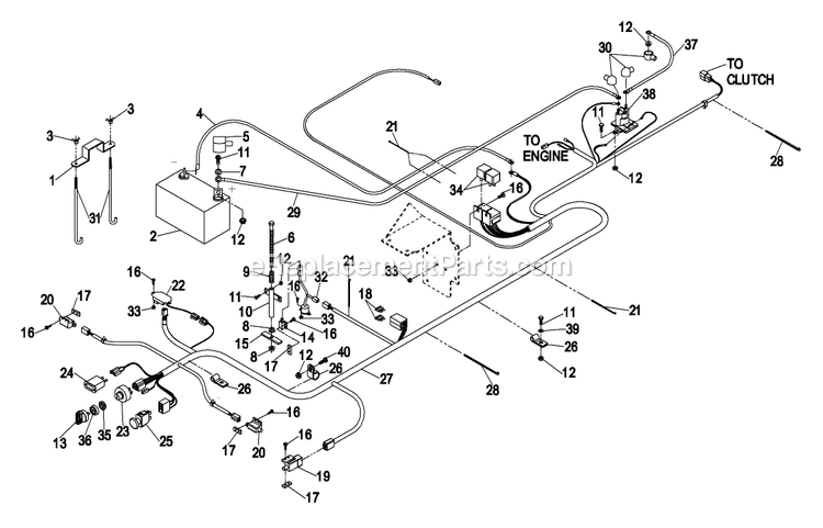 Electrical Group (1) Diagram and Parts List for LZ25KA604 (320000-369999)(2002) Exmark Lawn Mower