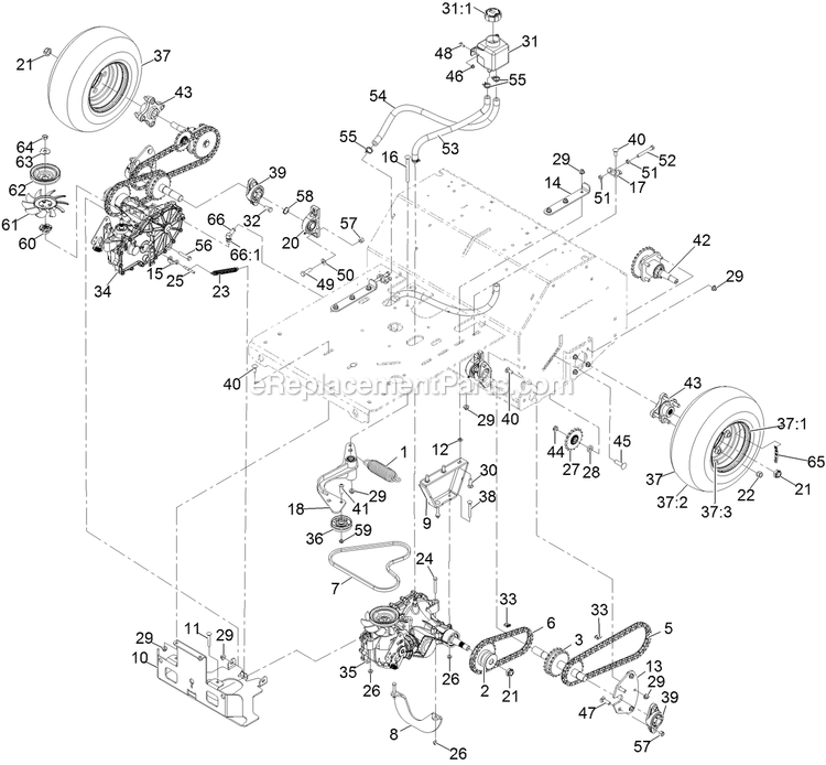 Ground Drive Assembly Diagram and Parts List for SAR481KA30 (314000000-314999999)(2014) Exmark Aerator