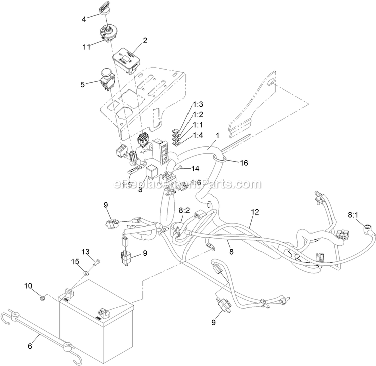 Electrical Assembly Diagram and Parts List for PNS710GKC483A4 (315000000-315999999)(2015) Exmark Lawn Mower