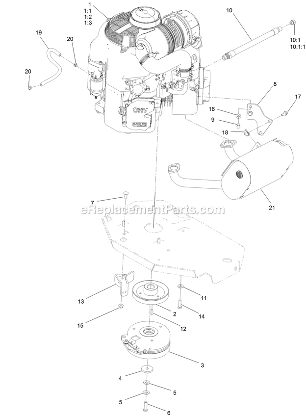 Engine Assembly Diagram and Parts List for LZX921GKA726C1 (400000000-402082299)(2017) Exmark Lawn Mower