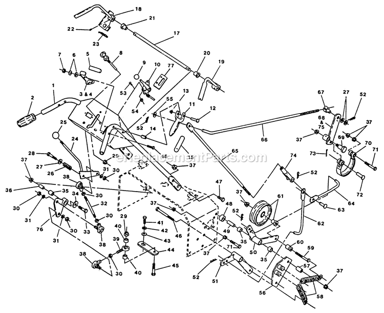 Handle And Controls Group Diagram and Parts List for TT-17K 70000 Exmark Lawn Mower