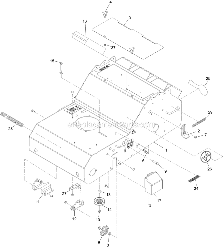Frame Assembly Diagram and Parts List for ARS180CKA21000 (402082300-404314158)(2018) Exmark Aerator