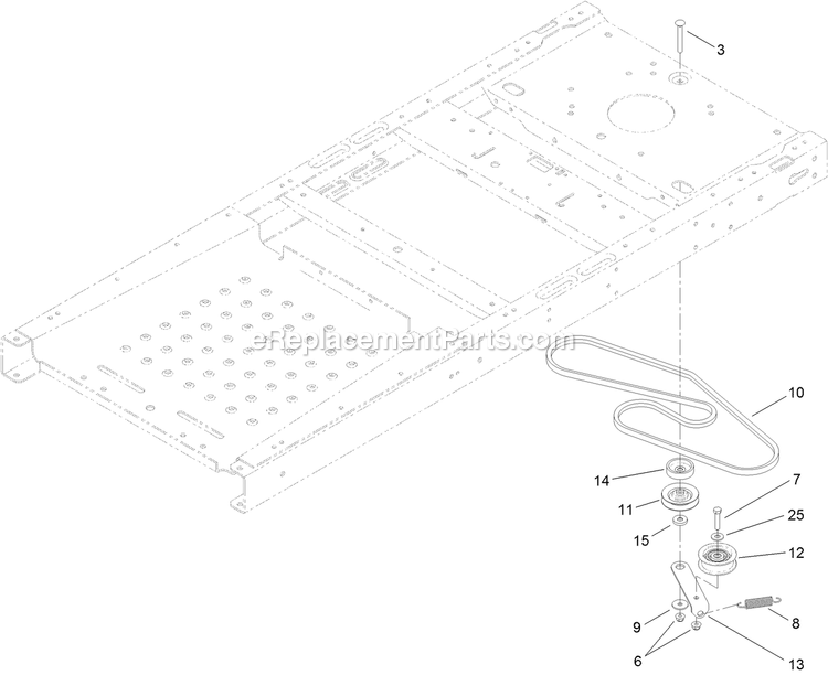Belt And Pulley Assembly Diagram and Parts List for QTE691KA501 (313000000-313999999)(2013) Exmark Lawn Mower