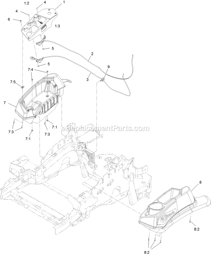 Controls Assembly Diagram and Parts List for LZX921GKA72600 (315000000-315999999)(2015) Exmark Lawn Mower