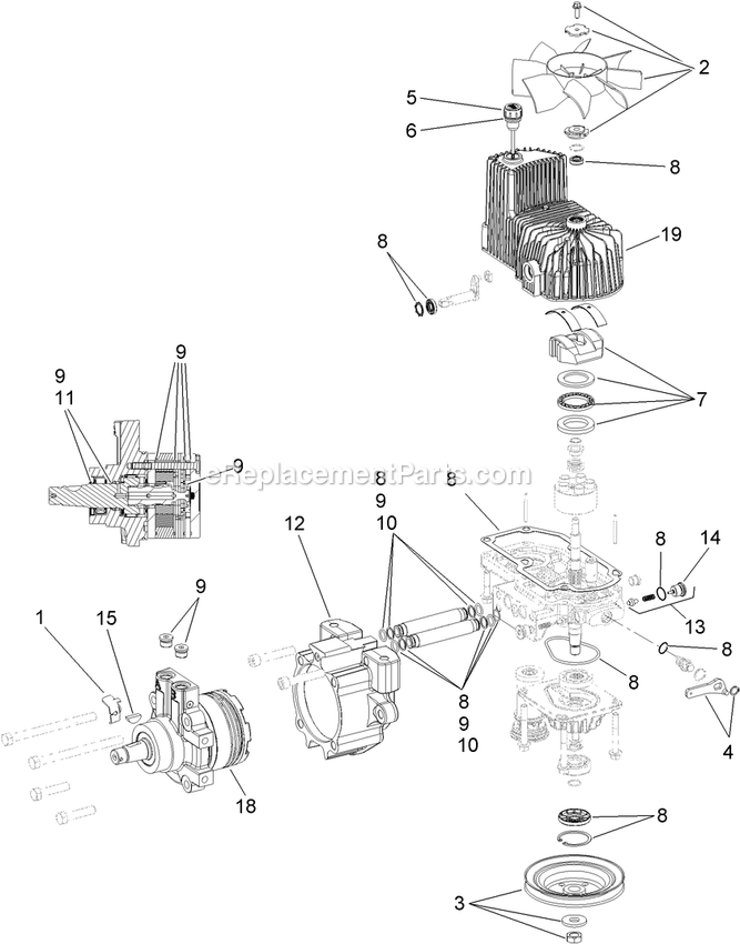 Lh Hydro Assembly Diagram and Parts List for LZS23KC524 (920000-999999)(2011) Exmark Lawn Mower