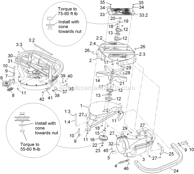 Blower Assembly Diagram and Parts List for LZUVQD11 (920000-999999)(2011) Exmark Lawn Tractor Accessories