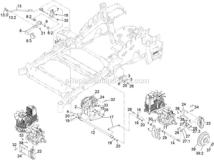 Park Brake Assembly Diagram and Parts List for LZE740EKC60400 (406294345-408644345)(2020) Exmark Lawn Mower