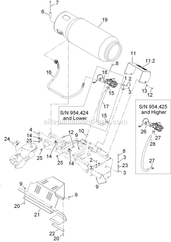 Lp Valve, Tank And Hose Assembly Diagram and Parts List for LZS29PKA724 (920000-999999)(2011) Exmark Lawn Mower