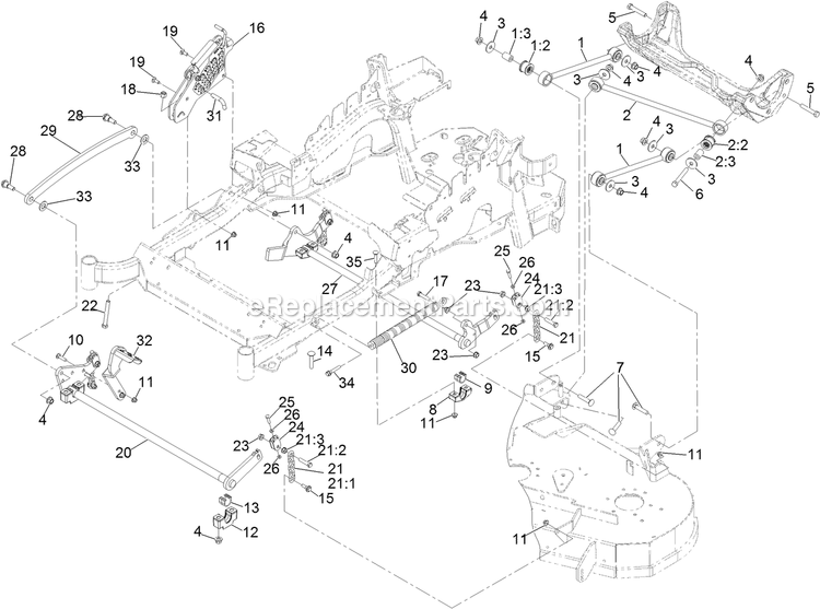 Deck Lift Assembly Diagram and Parts List for LZS740PKC52400 (315000000-315999999)(2015) Exmark Lawn Mower