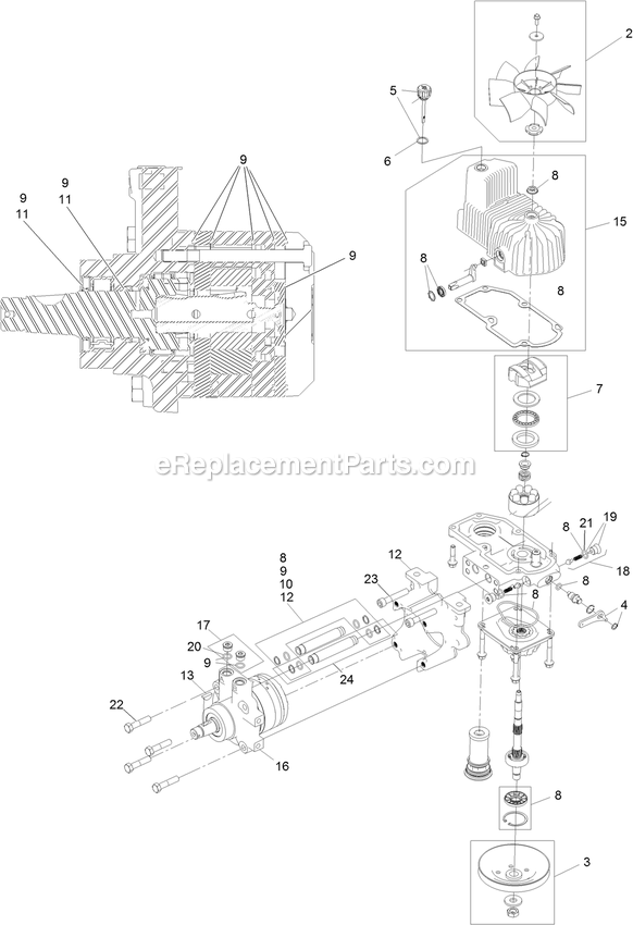Lh Hydro Assembly Diagram and Parts List for LZS801GKA524A2 (316000000-316999999)(2016) Exmark Lawn Mower
