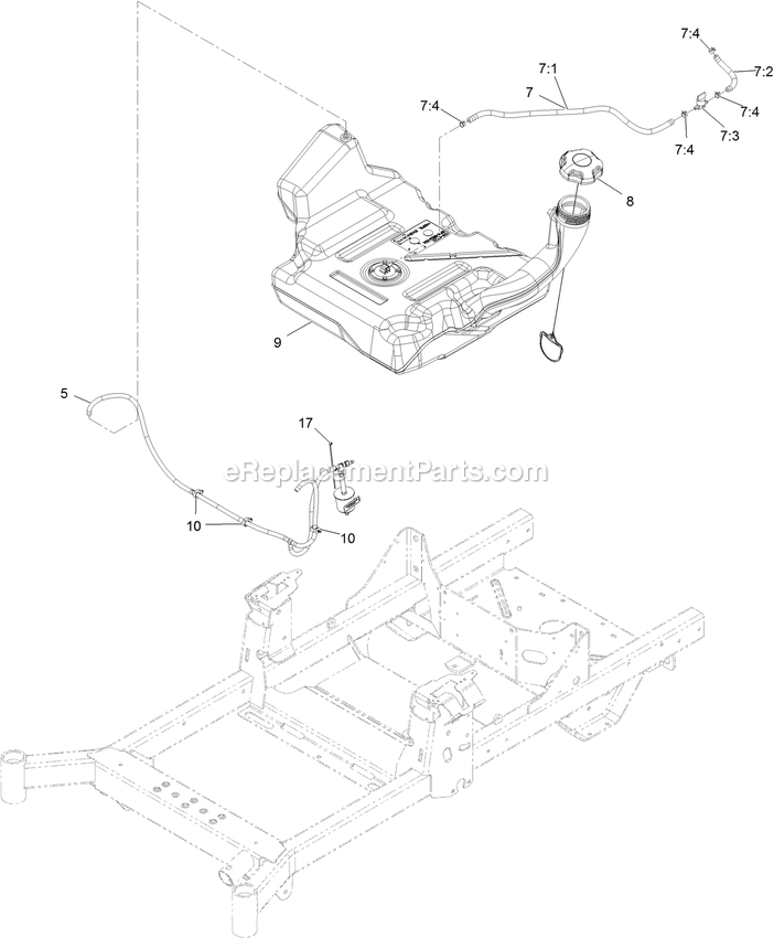 Fuel Assembly Diagram and Parts List for RAE708GEM52300 (400000000-402082299)(2017) Exmark Lawn Mower
