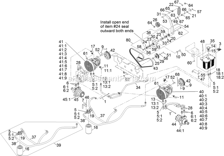 Hydraulic Assembly Diagram and Parts List for LZDS902K605 (312000000-312999999)(2012) Exmark Lawn Mower