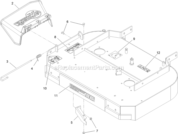 Deck With Decals Assembly (1) Diagram and Parts List for VHS481GKA36200 (400000000-402082299)(2017) Exmark Lawn Mower