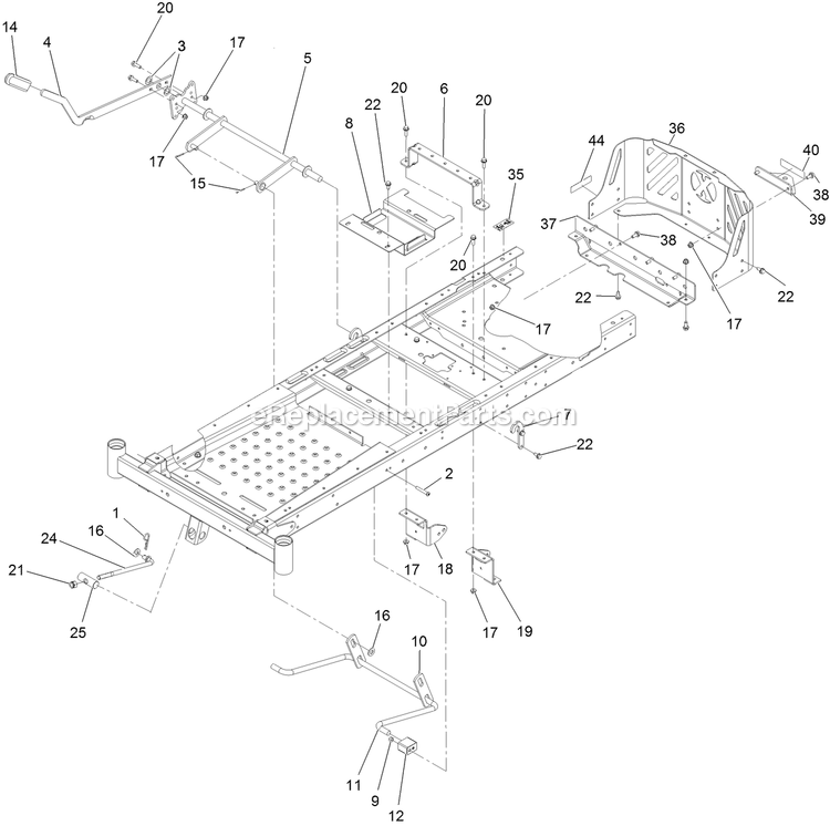 Deck Lift Assembly Diagram and Parts List for QTE452CEM42200 (316000000-399999999)(2016) Exmark Lawn Mower