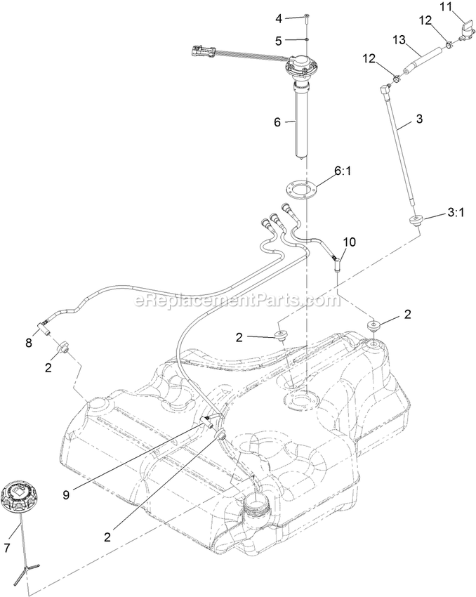 Fuel Tank Assembly Diagram and Parts List for LZS742KC604 (314000000-314999999)(2014) Exmark Lawn Mower
