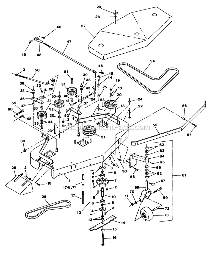 Mower Deck (2) Diagram and Parts List for V48-14BV-5 70000 Exmark Lawn Mower