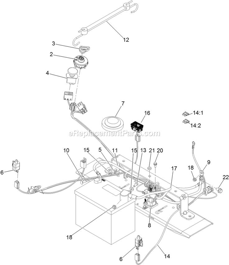 Electrical Assembly Diagram and Parts List for QTE651KA421 (313000000-313999999)(2013) Exmark Lawn Mower