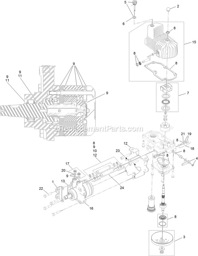 Rh Hydro Assembly Diagram and Parts List for LZE691GKA524A2 (315000000-315999999)(2015) Exmark Lawn Mower
