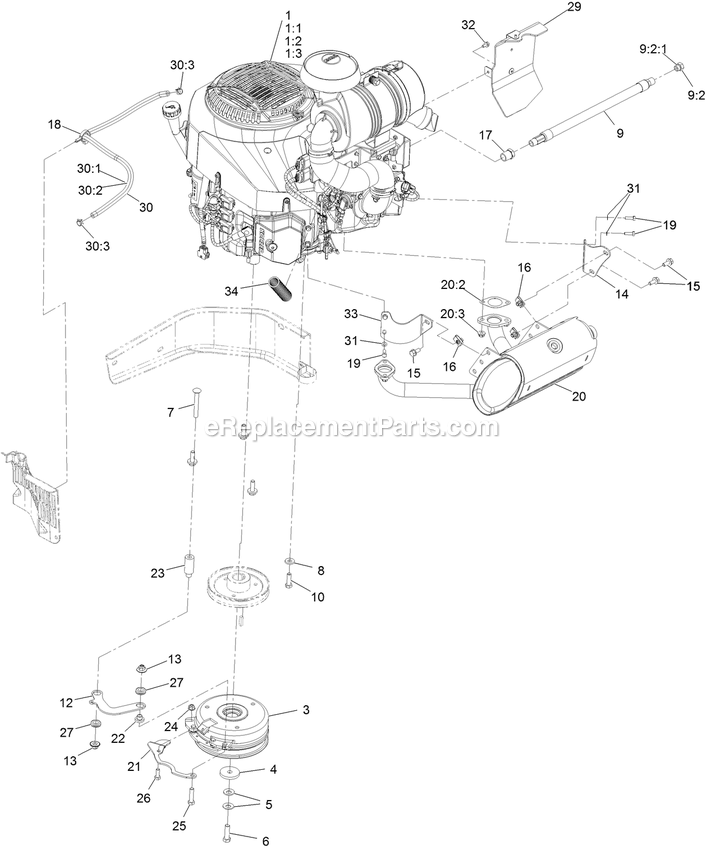 Engine Assembly Diagram and Parts List for LZX940EKC72RT0 (400000000-402082299)(2017) Exmark Lawn Mower