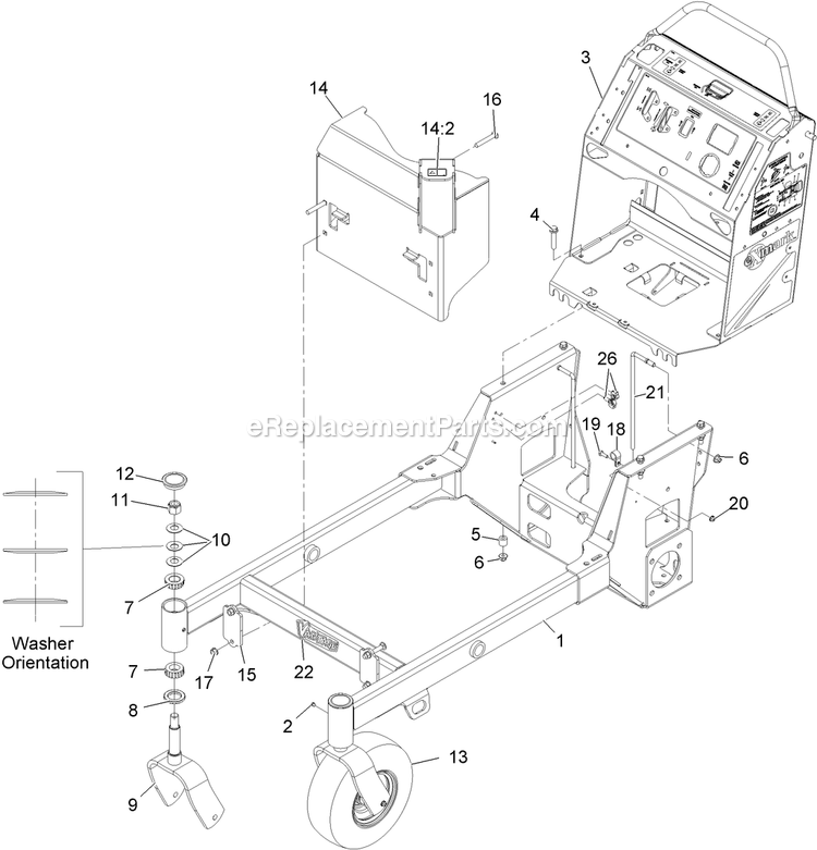 Main Frame Assembly Diagram and Parts List for VT18KA363 (920000-999999)(2011) Exmark Lawn Mower