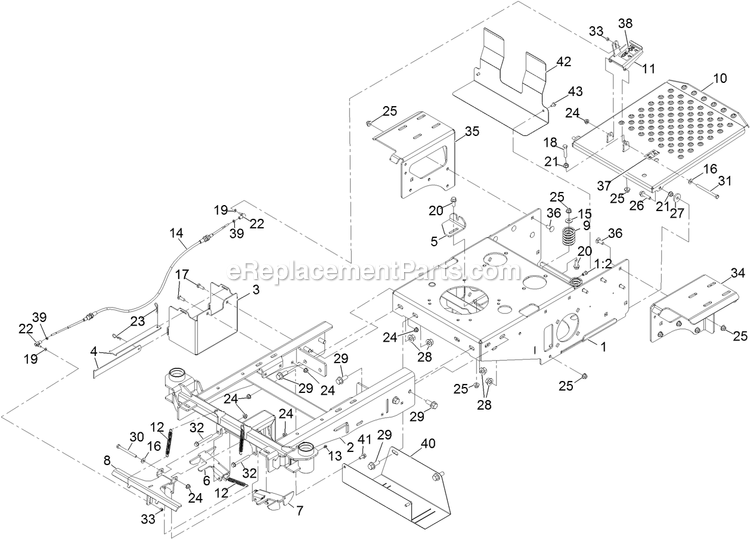 Main Frame Assembly Diagram and Parts List for 34220 400000000-999999999 Exmark Sprayer