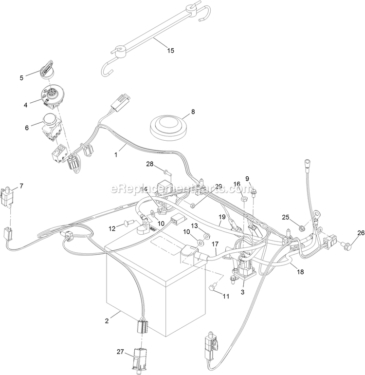Electrical Assembly Diagram and Parts List for QZE708GEM34200 (402082300-404314158)(2018) Exmark Lawn Mower