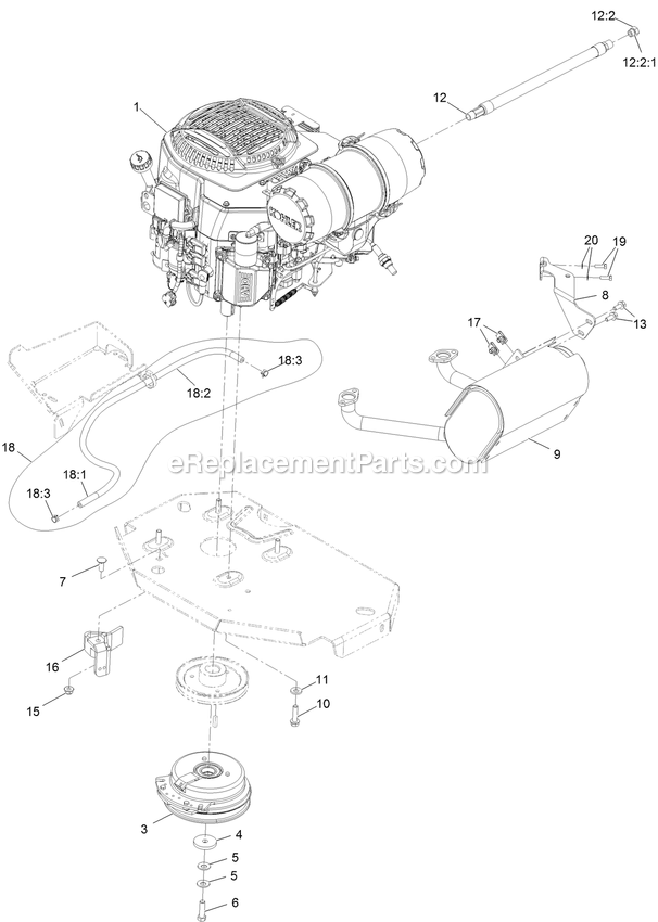 Engine Assembly Diagram and Parts List for LZS749AKC604A1 (400000000-402082299)(2017) Exmark Lawn Mower