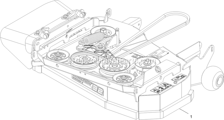 Complete Deck Assembly Diagram and Parts List for STE600CKA323H1 (408644346-411294211)(2021) Exmark Lawn Mower