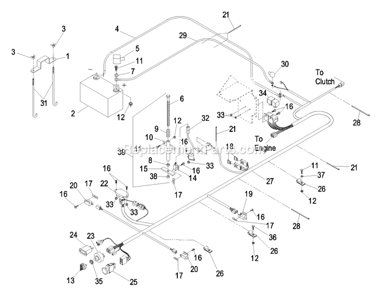 Electrical Group Diagram and Parts List for LZ20KC524AS (440000-509999)(2004) Exmark Lawn Mower