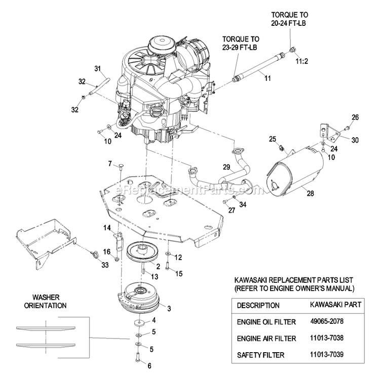 Engine Group (3) Diagram and Parts List for LZZ23KA526 (790000-849999)(2009) Exmark Lawn Mower