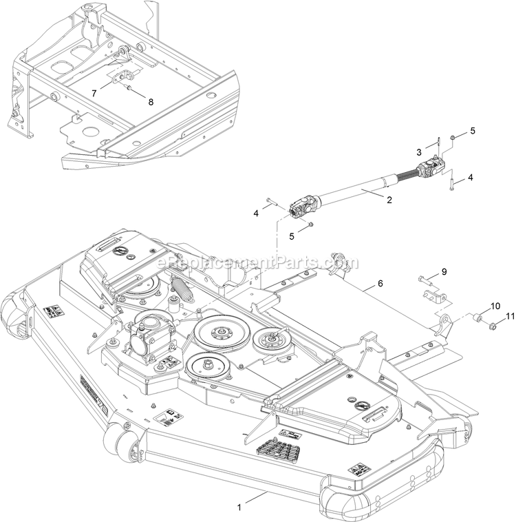 Complete Deck Assembly Diagram and Parts List for LZS80TDYM72RW0 (406294345-408644345)(2020) Exmark Lawn Mower