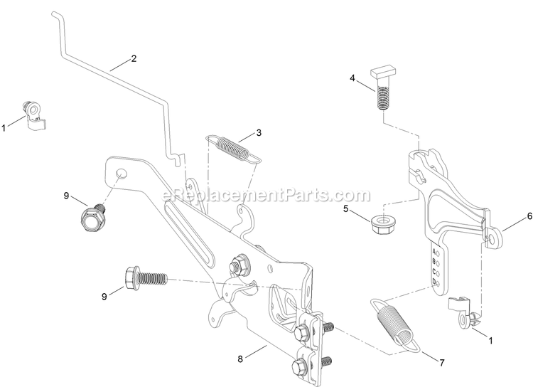 Governor Control Assembly Diagram and Parts List for QZS708GEM54200 (408644346-411294211)(2021) Exmark Lawn Mower