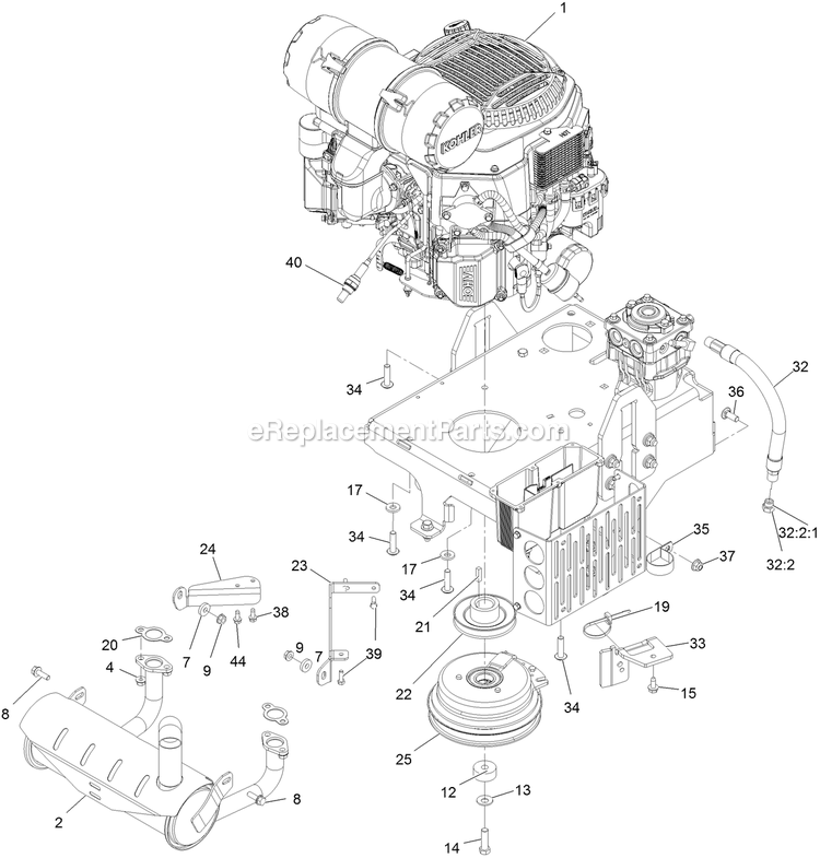 Engine Assembly Diagram and Parts List for VTS740PKC52400 (402082300-404314158)(2018) Exmark Lawn Mower