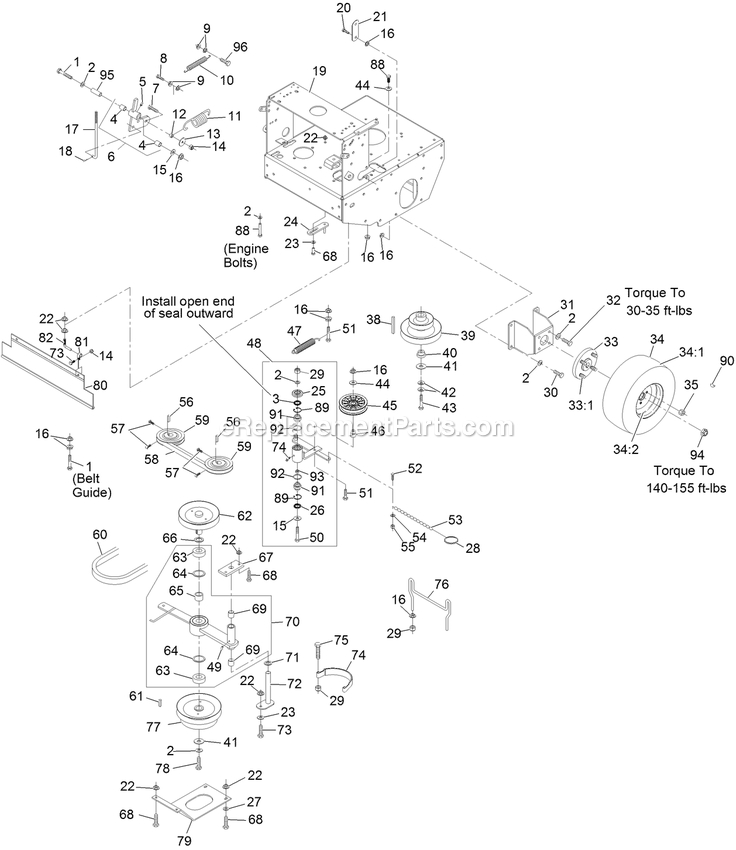 Engine Deck Assembly (1) Diagram and Parts List for TTS481KA363CA (312000000-312999999)(2012) Exmark Lawn Mower
