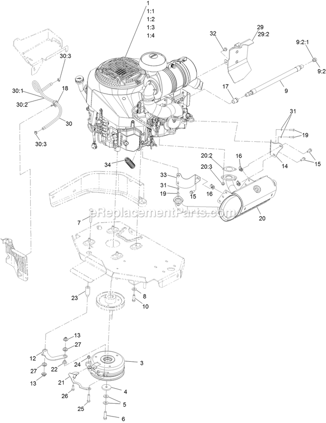 Engine Assembly Diagram and Parts List for LZX940EKC606W0 (406294345-408644345)(2020) Exmark Lawn Mower