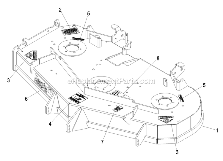 Deck With Decals Assembly (2) Diagram and Parts List for LZAS20BV484 (790000-849999)(2009) Exmark Lawn Mower