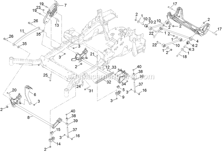 Deck Lift Assembly Diagram and Parts List for LZX801CKA606C1 (400000000-402082299)(2017) Exmark Lawn Mower