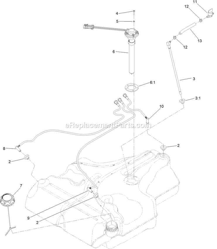 Fuel Tank Assembly Diagram and Parts List for LZS651CKA484A2 (315000000-315999999)(2015) Exmark Lawn Mower
