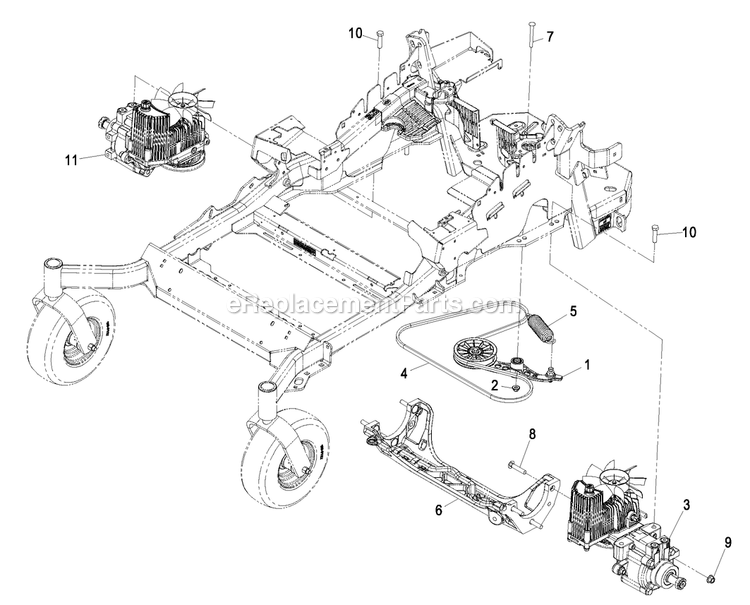 Hydraulic Group (1) Diagram and Parts List for LZAS29KA724LP (850000-919999)(2010) Exmark Lawn Mower